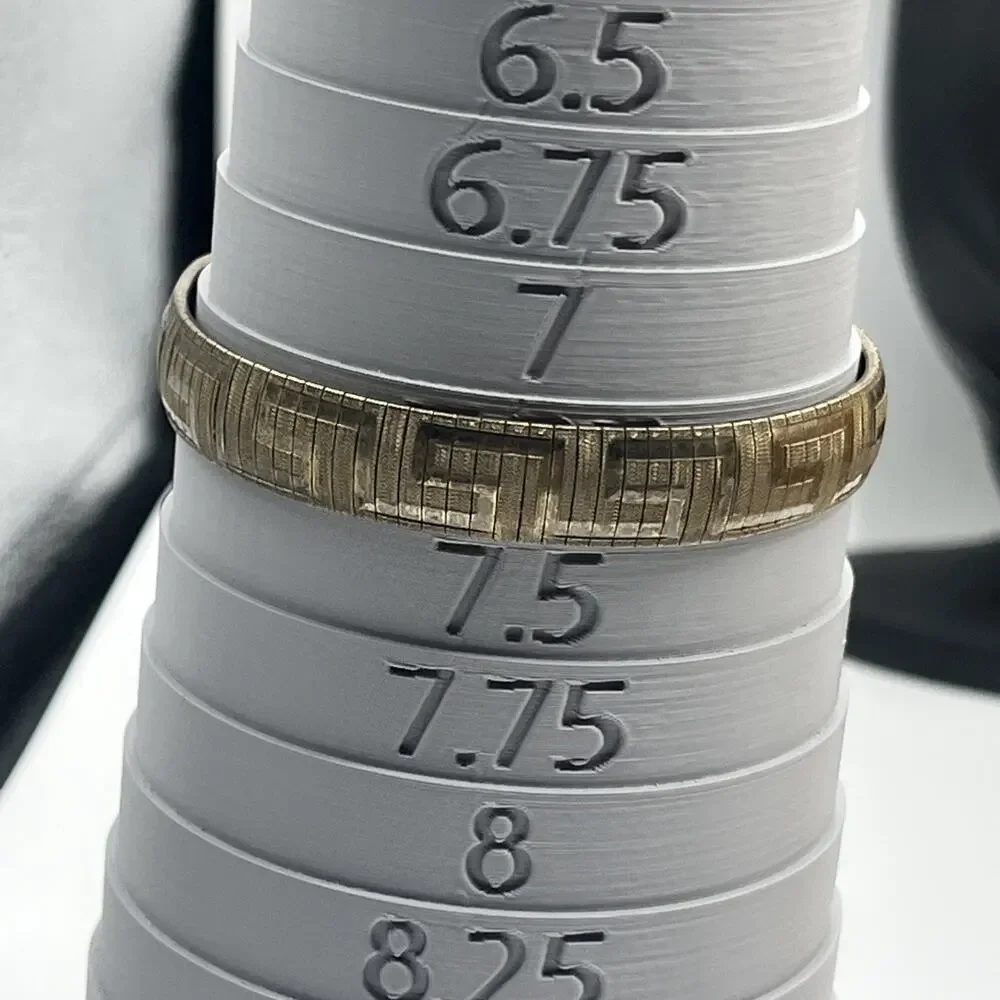 JCM Texture Flexi Sterling Silver 925 Gold Tone Bracelet Greek Key Pattern Vntg